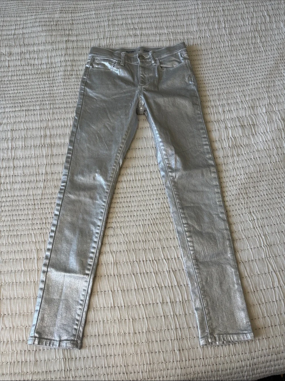 Old Navy Metallic Silver Skinny Jeggings (7)